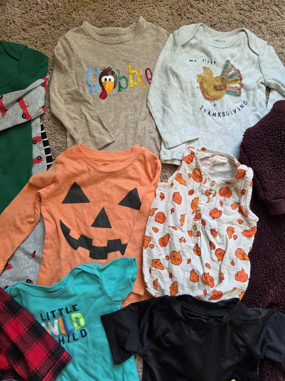 Bundle 18 Months Boys Halloween Pumpkin Nike Carters Osh Skull Overalls Christma